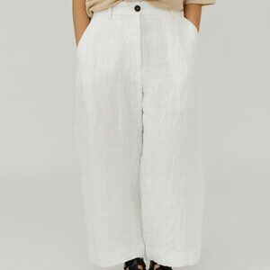 Studio Nicholson Chalco Wide Crop Pant in Parchment